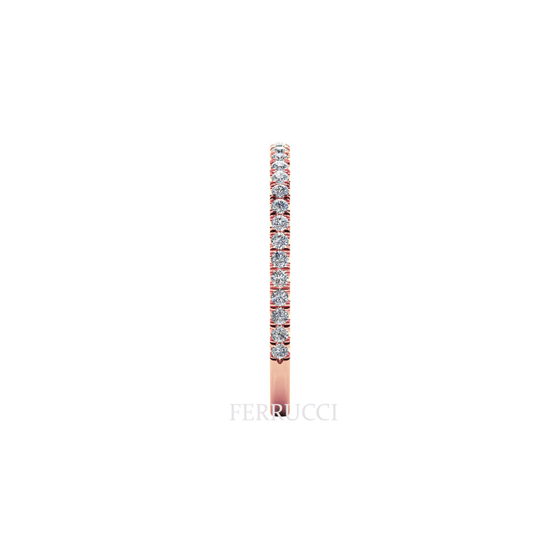 18 Karat Thin Rose Gold Diamonds Pavé Stackable Band Ring