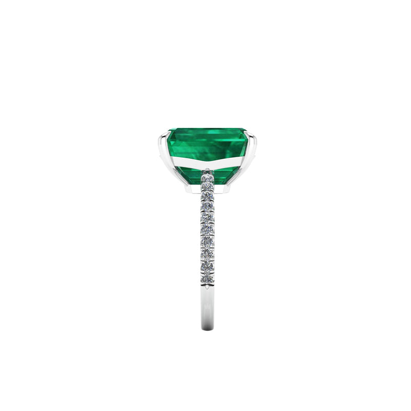 GIA Certified 4.53 Carat Emerald Cut Emerald Diamond Platinum Ring - FERRUCCI & CO. Jewelry