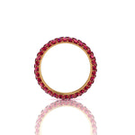 3.25 Carat Ruby Pave Eternity Ring in 18 Karat Yellow Gold