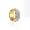 4.60 Carat Wide White Diamond Pavé Ring in 18 Karat Yellow Gold