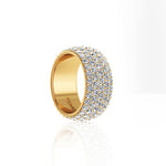 4.60 Carat Wide White Diamond Pavé Ring in 18 Karat Yellow Gold