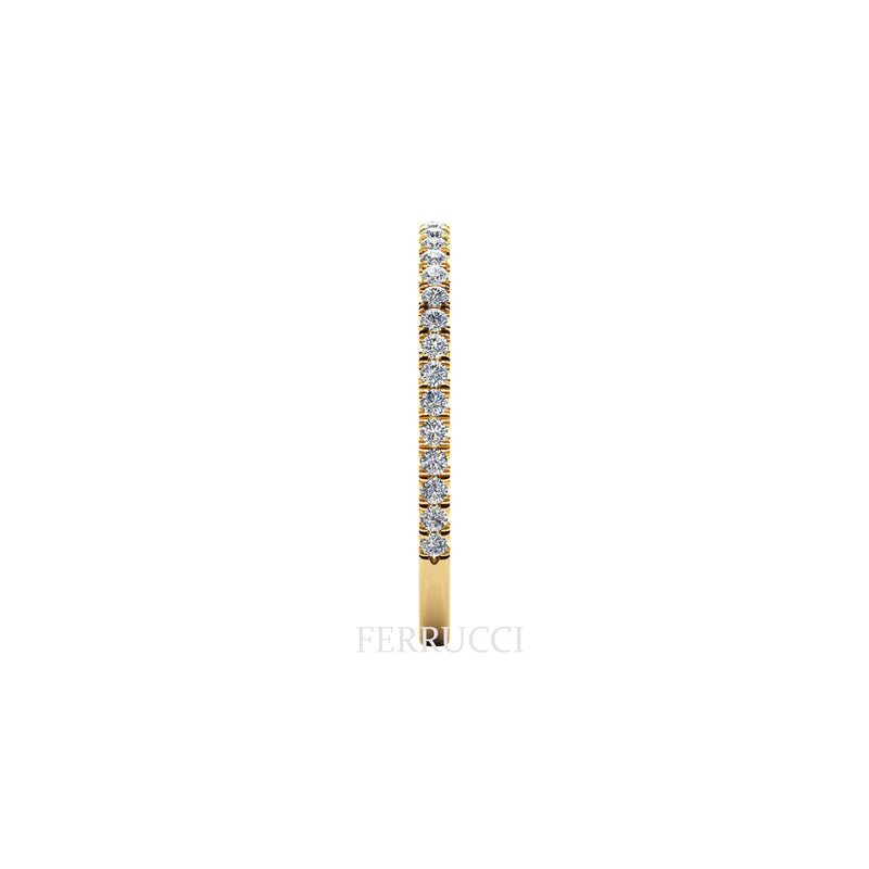 18 Karat Thin Yellow Gold Diamonds Pavé Stackable Band Ring