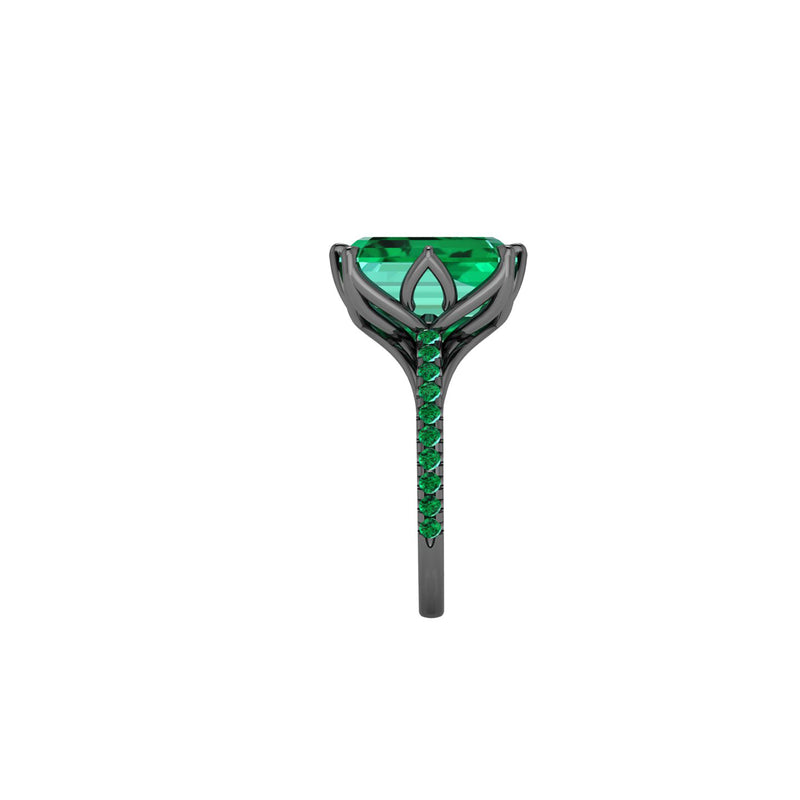 GIA Certified 4.53 Carat Colombian Emerald Black 18K black Gold Maleficent Ring - FERRUCCI & CO. Jewelry