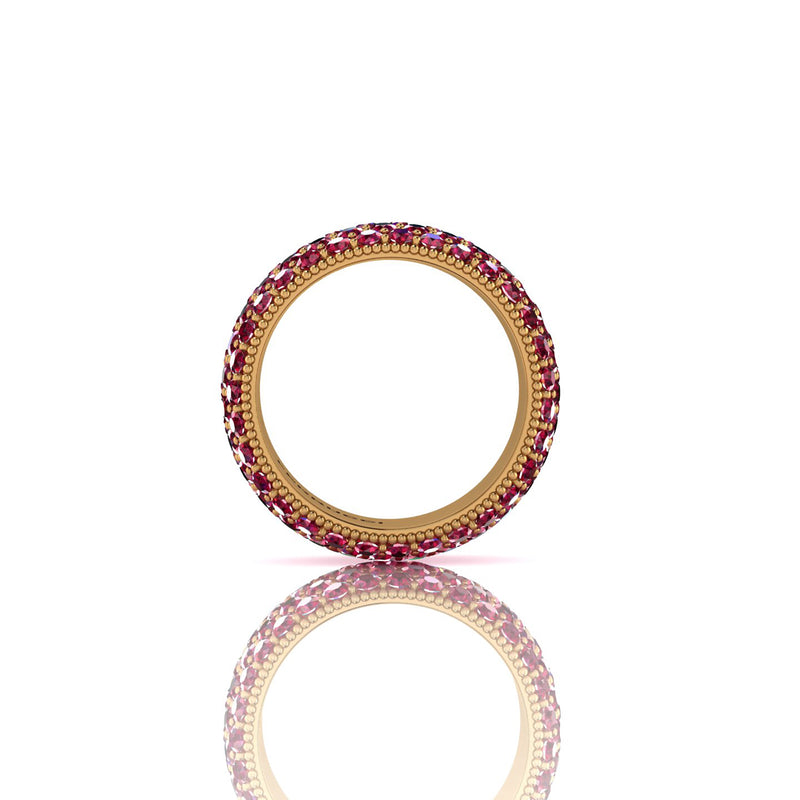 4.60 Carat Red Ruby wide band 18 Karat Yellow Gold