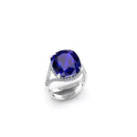 GIA Certified 9.62 Carat Cushion Tanzanite Diamonds Platinum 950 Cocktail Ring - FERRUCCI & CO. Jewelry