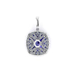 GIA Certified 9.23 Carat Tanzanite Pendant Necklace Diamond Halo Platinum 950