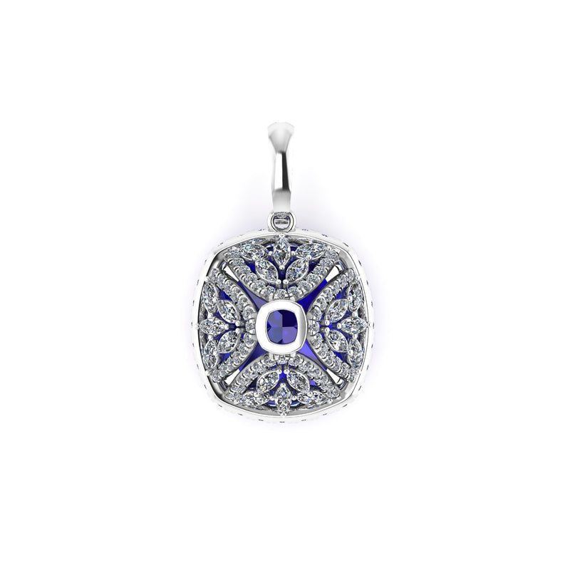 GIA Certified 9.23 Carat Tanzanite Pendant Necklace Diamond Halo Platinum 950