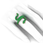 1.35ct Emeralds Pave' Snake 14k Yellow Gold Ring