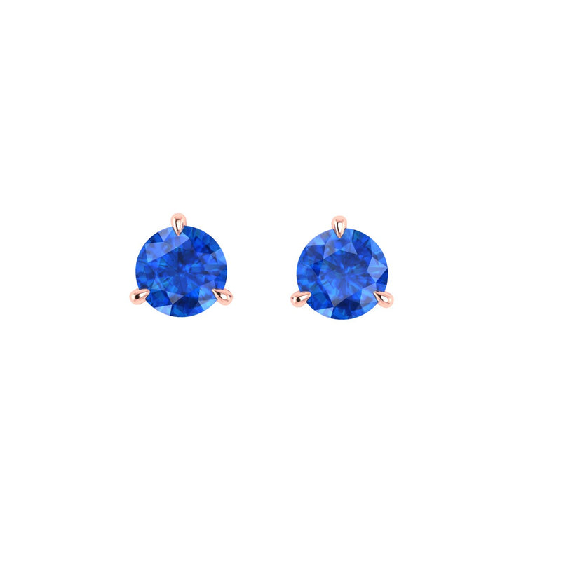 1.80 Carat Blue Sapphires Martini Ear Studs 18K Rose Gold