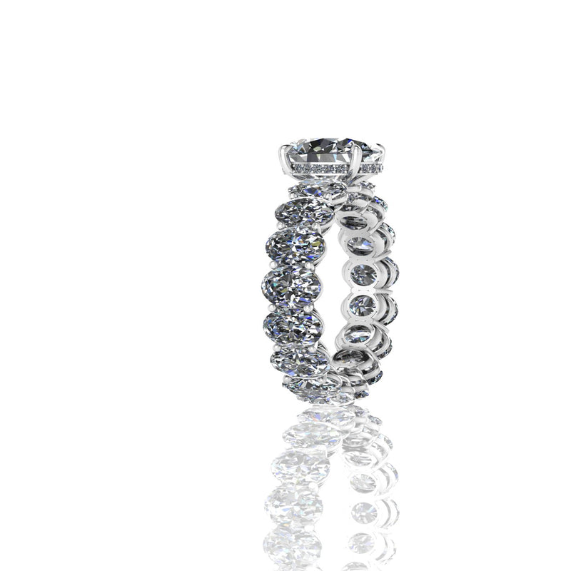 2.5 carat Oval Diamond with 5+ Carat Oval Eternity White Diamonds Platinum 950