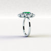 1.5 carats Colombian Emerald and Blue Sapphires cluster Platinum ring
