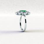 1.5 carats Colombian Emerald and Blue Sapphires cluster Platinum ring