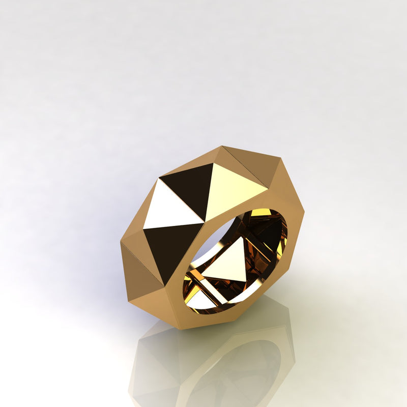 18 Karat Yellow Gold Eternity Pyramid Ring - FERRUCCI & CO. Jewelry