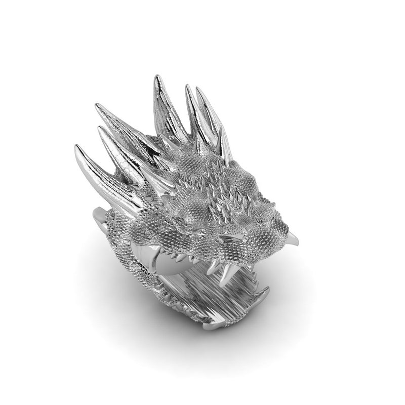 Silver Solid Dragon Ring