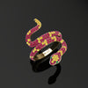 1.35ct Ruby and Yellow Sapphires Pave' Snake Diamonds 18k Yellow Gold Ring