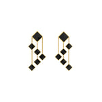 Ferrucci Black Onyx Pyramids Dangling 18 Karat Yellow Gold Chandelier Earrings - FERRUCCI & CO. Jewelry