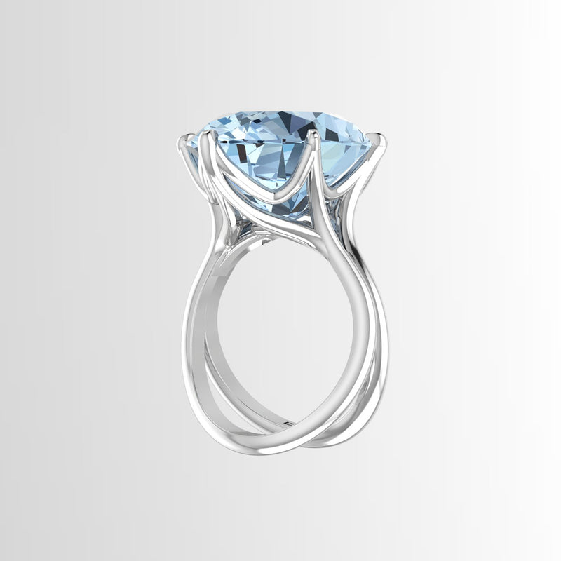 13.05 Carat Oval Aquamarine in 18 Karat White Gold - FERRUCCI & CO. Jewelry