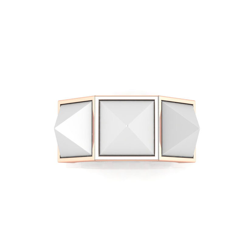 White Agate Pyramids 18 Karat Rose Gold Ring - FERRUCCI & CO. Jewelry
