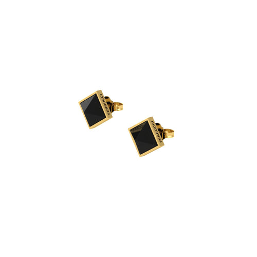 Ferrucci Black Onyx Pyramids 18 Karat Yellow Gold Stud Earrings - FERRUCCI & CO. Jewelry