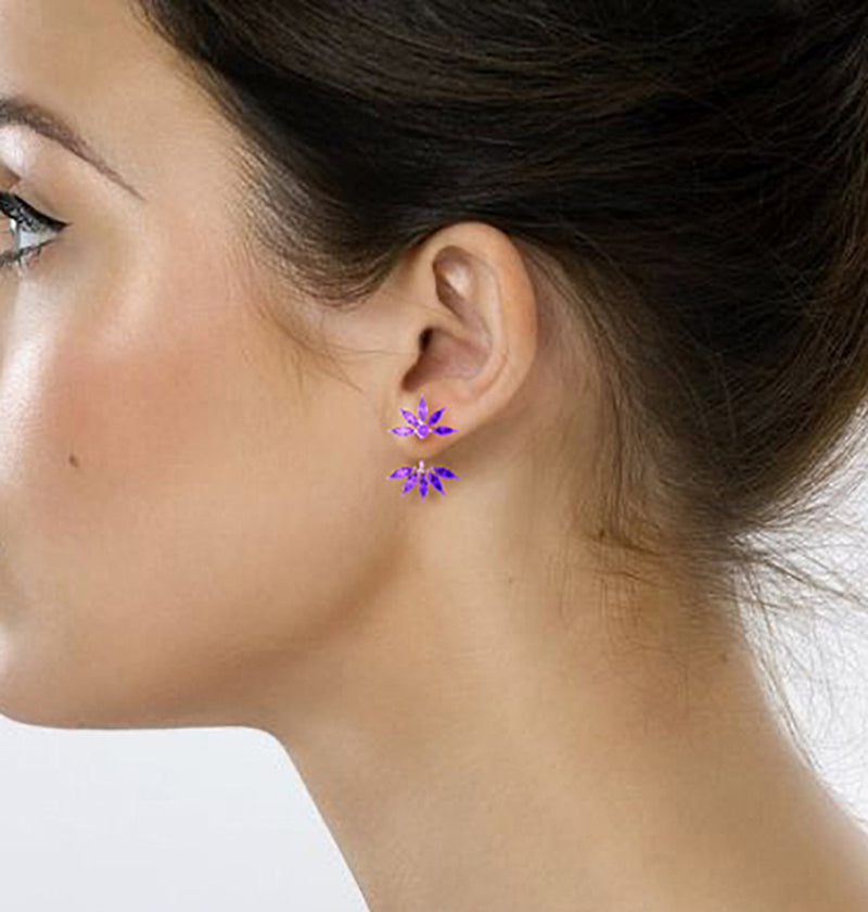 Ferrucci Marquise Amethyst Dangling Earrings Handmade in 18 Karat Rose Gold - FERRUCCI & CO. Jewelry