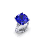GIA Certified 9.61 carat Tanzanite Cushion Cut in 18 Karat gold cocktail ring - FERRUCCI & CO. Jewelry