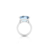 12.46 Carat Emerald Cut Aquamarine Platinum Cocktail Ring - FERRUCCI & CO. Jewelry