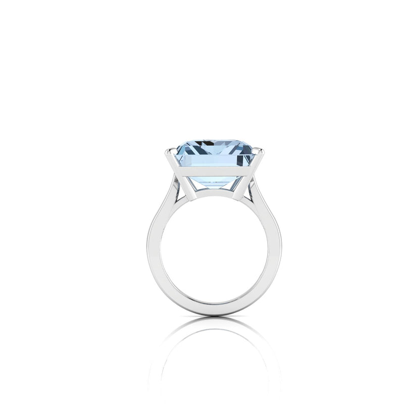 12.46 Carat Emerald Cut Aquamarine Platinum Cocktail Ring - FERRUCCI & CO. Jewelry