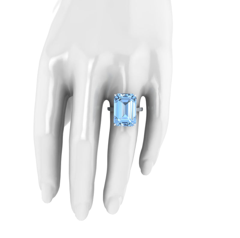 17.4 Carat Emerald Cut Aquamarine Platinum Cocktail Ring