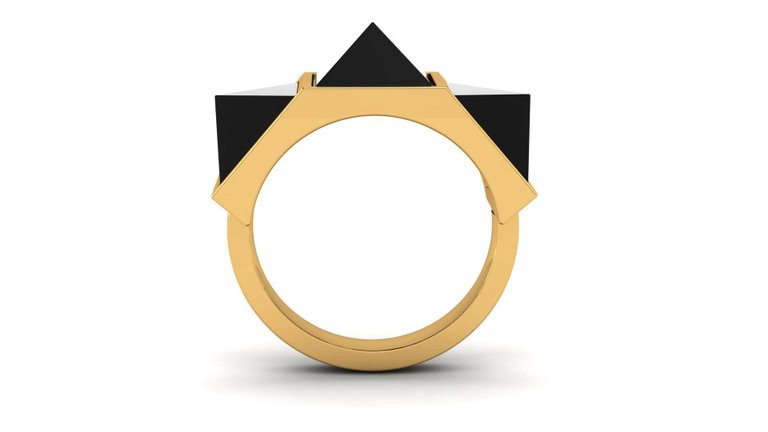 Ferrucci Black Onyx Pyramids 18 Karat Yellow Gold Ring - FERRUCCI & CO. Jewelry