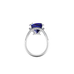 GIA Certified 9.62 Carat Cushion Tanzanite Diamonds Platinum 950 Cocktail Ring - FERRUCCI & CO. Jewelry