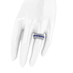 3.40 Carat Diamond 1.00 Carat Blue Sapphires Wide Platinum 950 band
