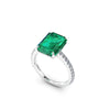 GIA Certified 4.14 Carat Emerald Cut Colombian Emerald Diamond Platinum Ring - FERRUCCI & CO. Jewelry