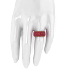 4.60 Carat Red Ruby wide band 18 Karat Yellow Gold