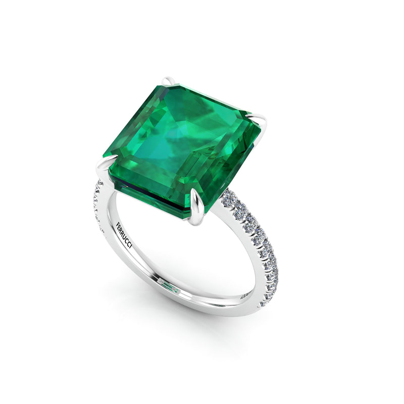 GIA Certified 4.53 Carat Emerald Cut Emerald Diamond Platinum Ring - FERRUCCI & CO. Jewelry