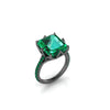 GIA Certified 4.53 Carat Colombian Emerald Black 18K black Gold Maleficent Ring - FERRUCCI & CO. Jewelry