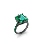 GIA Certified 4.53 Carat Colombian Emerald Black 18K black Gold Maleficent Ring - FERRUCCI & CO. Jewelry