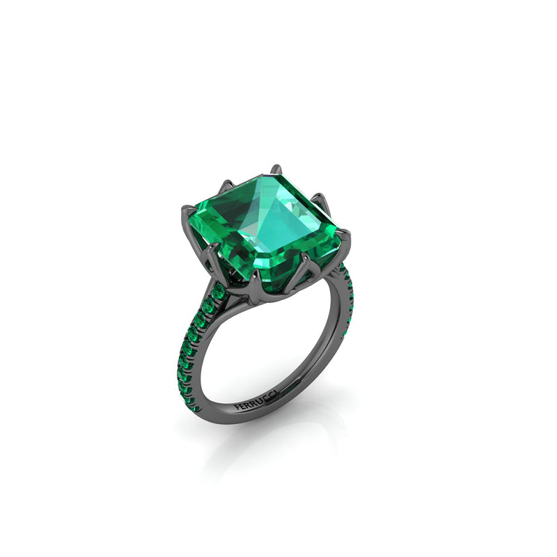 GIA Certified 4.53 Carat Colombian Emerald Black 18K black Gold Maleficent Ring - FERRUCCI & CO. Jewelry