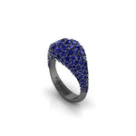 2.6 Carat Blue Sapphires Dome Ring in 18 Karat Black Gold