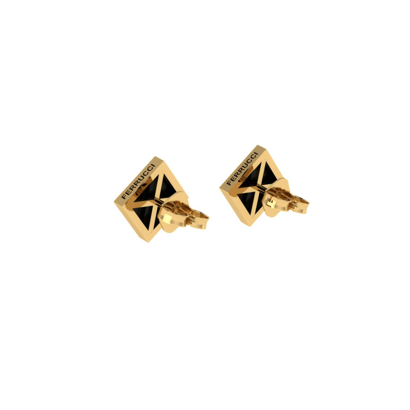 Ferrucci Black Onyx Pyramids 18 Karat Yellow Gold Stud Earrings - FERRUCCI & CO. Jewelry