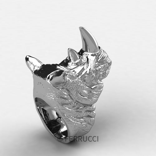 Sterling Silver Rhinoceros Ring