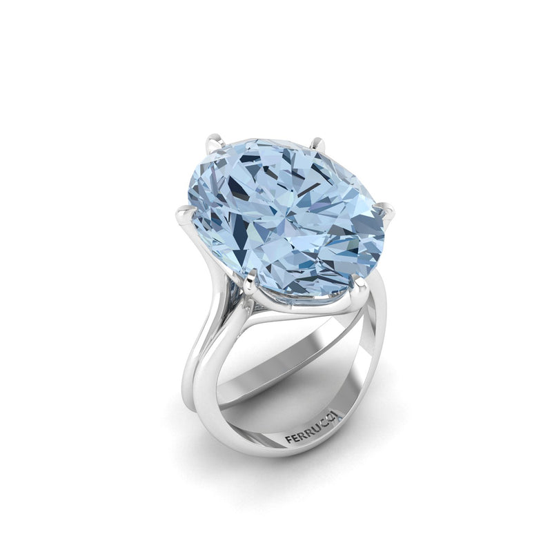 13.05 Carat Oval Aquamarine in 18 Karat White Gold - FERRUCCI & CO. Jewelry