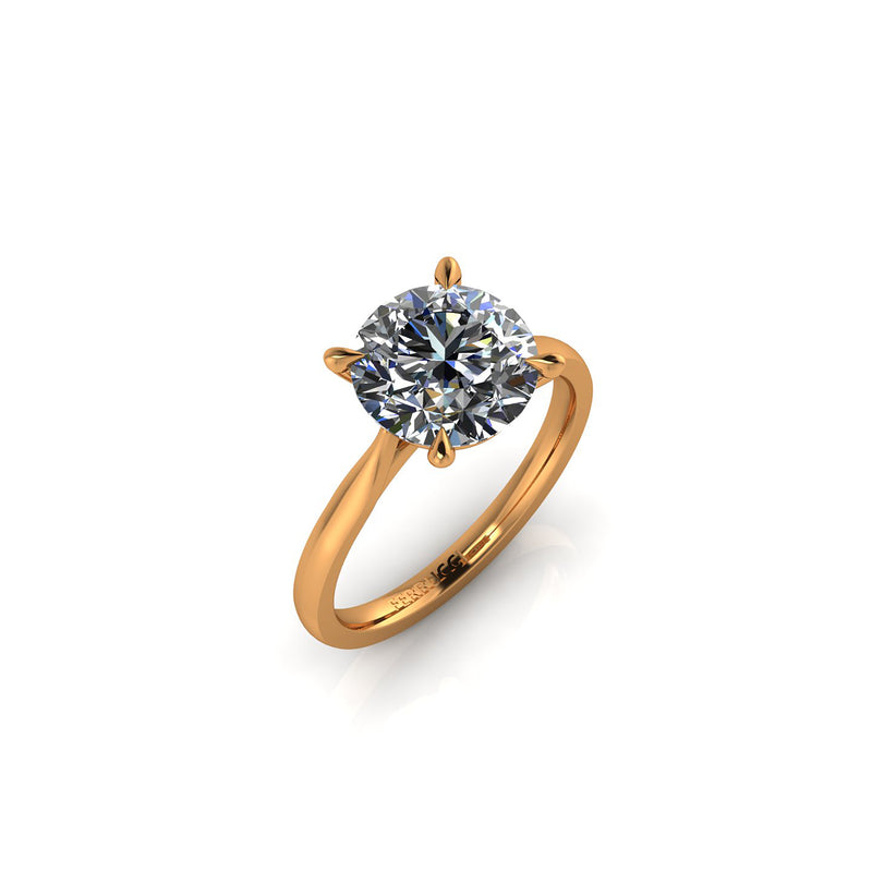 GIA Certified 3.00 Carat White Diamond 18 yellow Rose Gold Solitaire Ring - FERRUCCI & CO. Jewelry