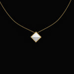 Ferrucci White Agate Pyramid Necklace Pendant in 18 Karat Yellow Gold - FERRUCCI & CO. Jewelry