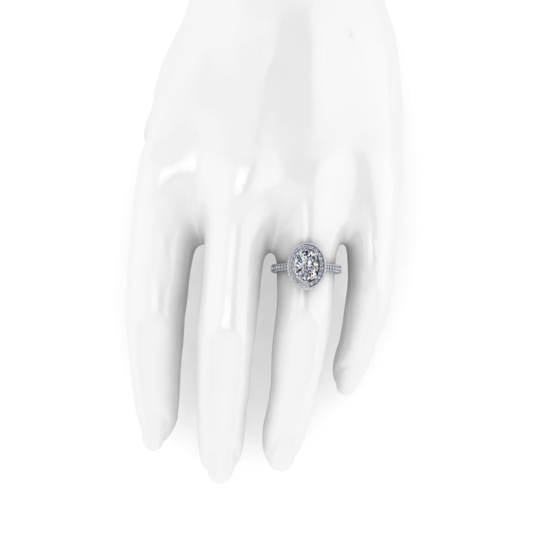GIA Certified 1.75 Carat Oval Diamond Halo Engagement Ring in Platinum 950 - FERRUCCI & CO. Jewelry