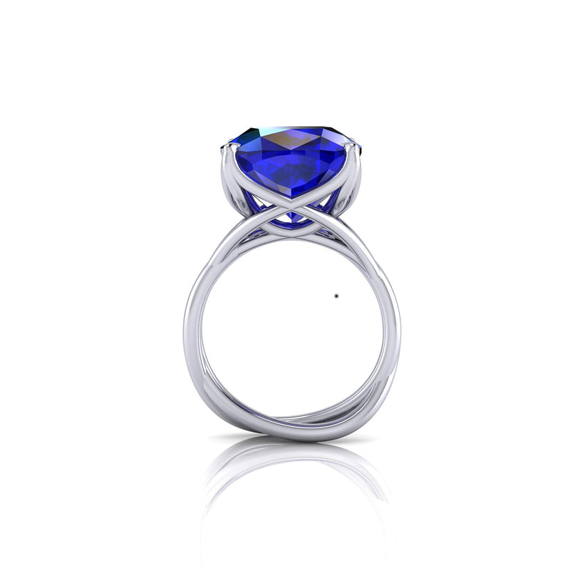 GIA Certified 9.61 carat Tanzanite Cushion Cut in 18 Karat gold cocktail ring - FERRUCCI & CO. Jewelry
