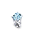 22.10 Carat Natural Aquamarine and Diamonds in 18 Karat white gold Ring - FERRUCCI & CO. Jewelry