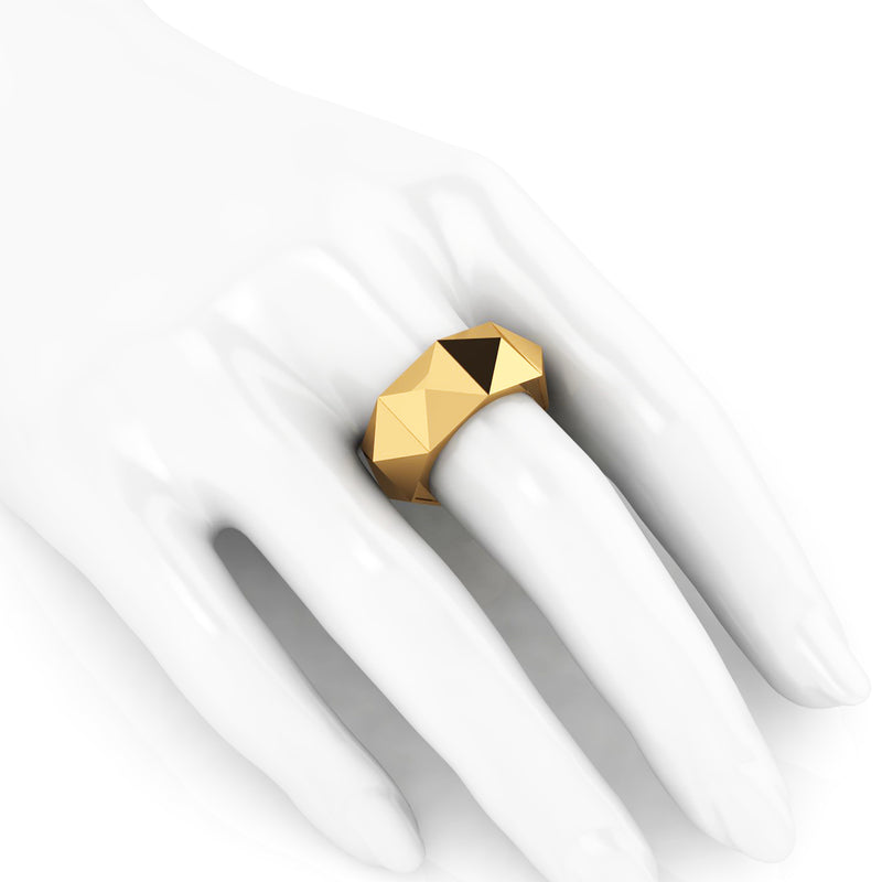 18 Karat Yellow Gold Eternity Pyramid Ring - FERRUCCI & CO. Jewelry
