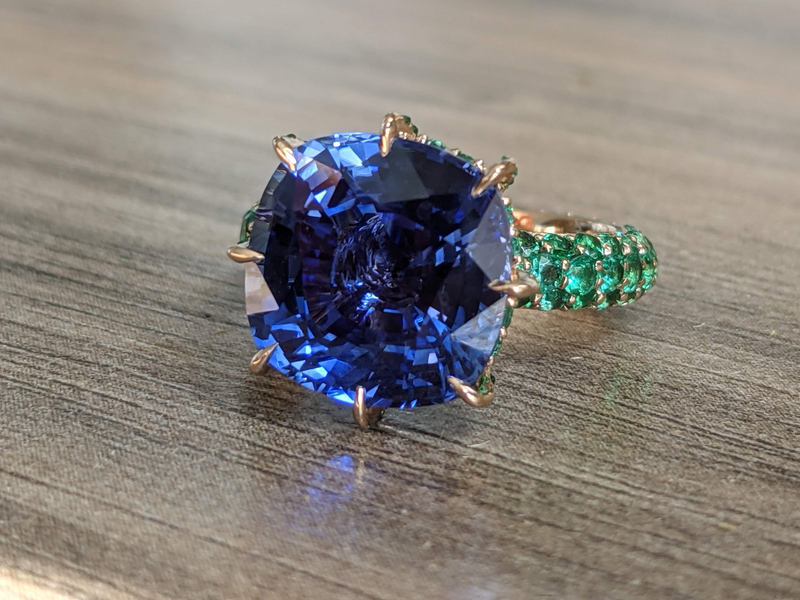 Sapphire & Emeralds 18k Rose Gold Eternity Ring
