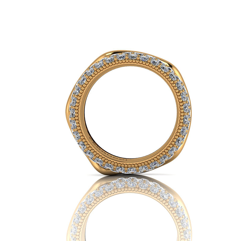 2.30 Carat White Diamond Melting Away Pave Ring in 18 Karat Yellow Gold