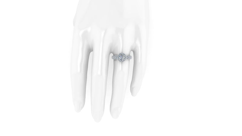 3.49 Ct GIA Certified Round Diamond Round Halo Triple Pave Shank Platinum Ring